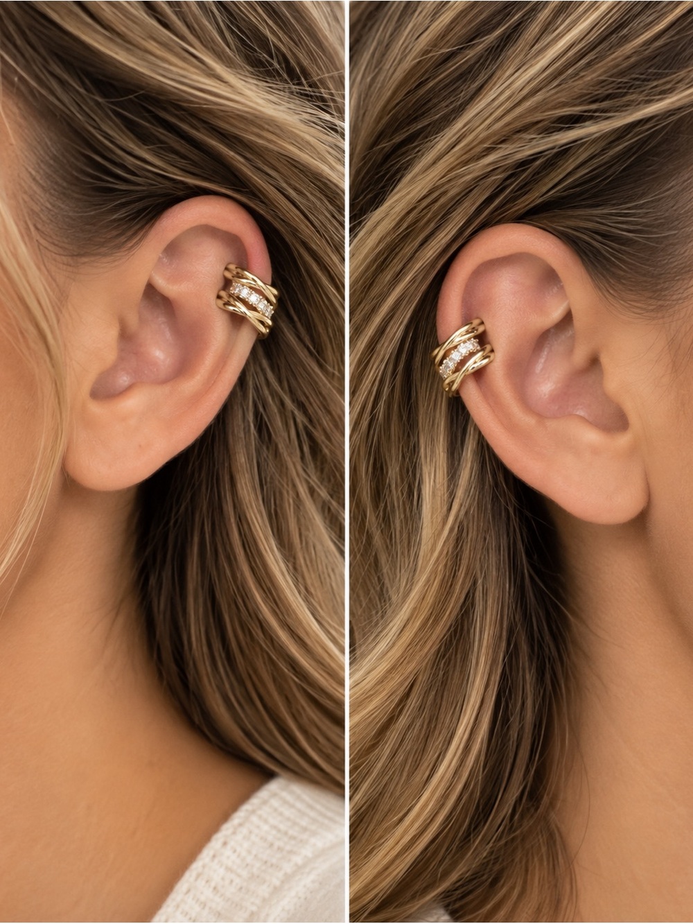 Melinda Maria Ear Cuffs Set of Two in Gold NWOT